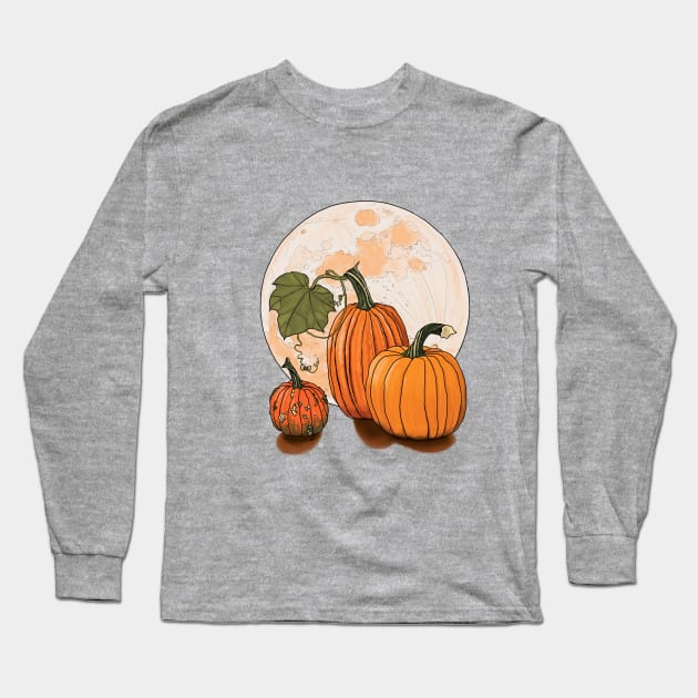 Pumpkin Moon Long Sleeve T-Shirt by mernstw